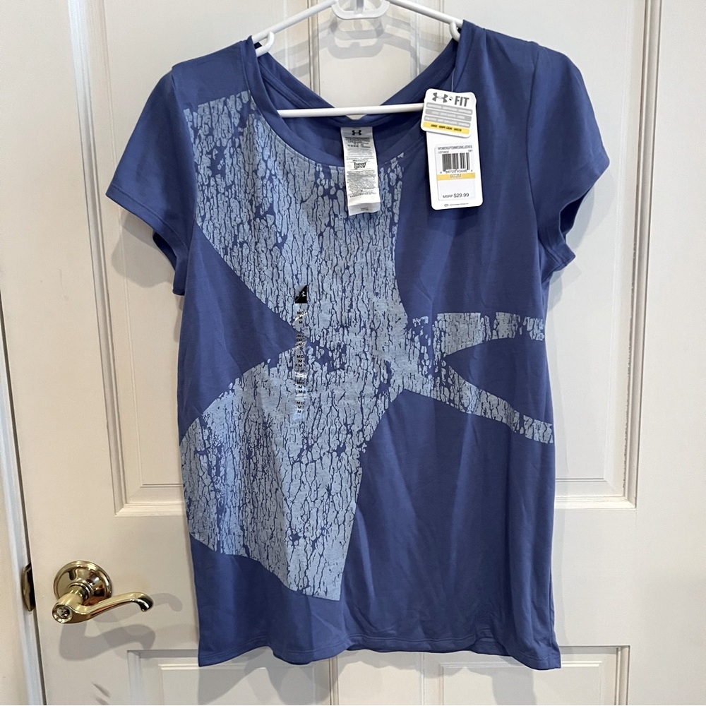 NEW! Womens UNDER ARMOUR Loose Fit Heat Gear Top Size Medium Huge Crackle Logo